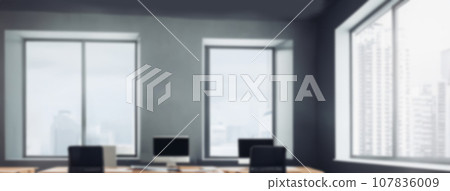 Bright office interior with plenty of light [Blurred background material created using generation AI] 107836009