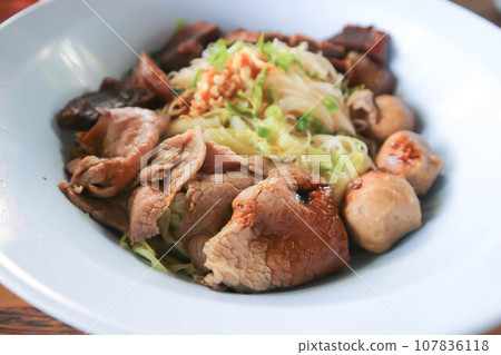 beef noodles, Chinese noodles or noodles without soup 107836118