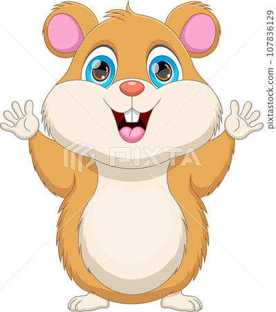 cute hamster waving cartoon cute hamster waving cartoon 107836129