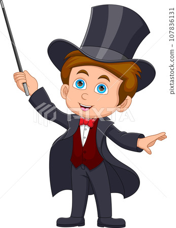 cute magician boy cartoon 107836131