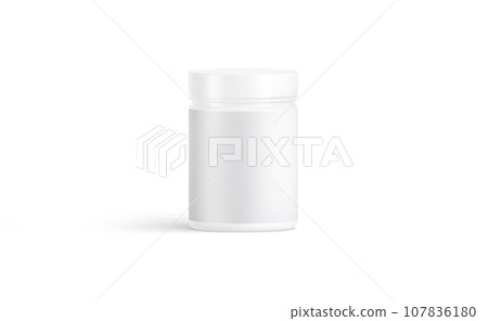 Blank white vitamin jar with label mockup, front view 107836180