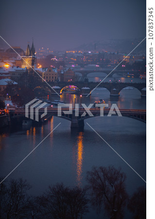 landscape in winter in Prague, Czech Republic landscape in winter in Prague, Czech Republic 107837345