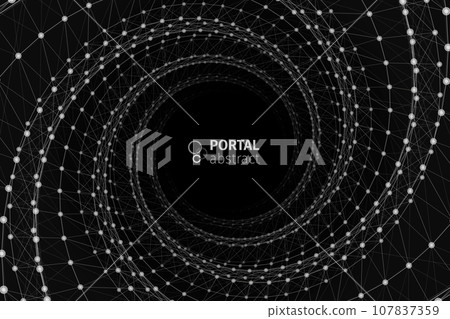 3D Portal. Digital plexus of glowing lines and dots. Futuristic digital background for Science and technology 107837359