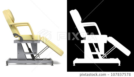 new white leather cosmetology chair with adjustable positions right view 3d render on white with alpha 107837578