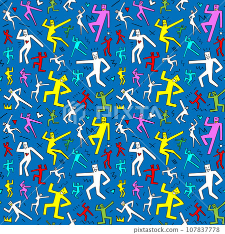dancing people seamless background , vector design elements 107837778