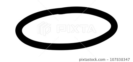 Oval hand drawn shapes. Doodle highlighter handwritten circle. Vector rough stroke illustration 107838347
