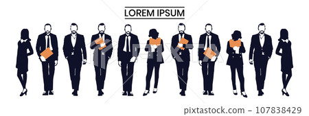 Silhouette collection of businesspeople in various poses. Businesspeople Group Human Resources Vector Illustration 107838429