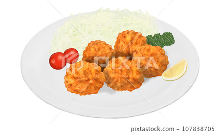 Illustration of fried chicken on a plate 107838705