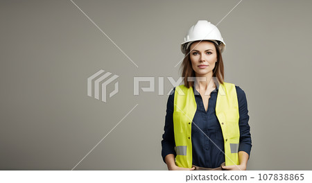 Confident businesswoman in hardhat 107838865
