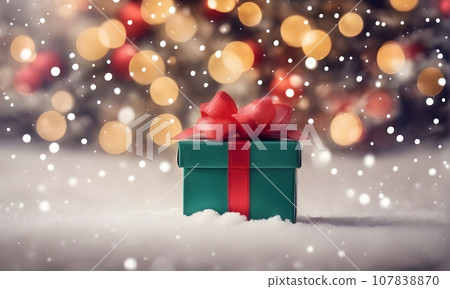 Christmas gift box on table 107838870