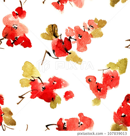 Watercolor floral pattern 107839013