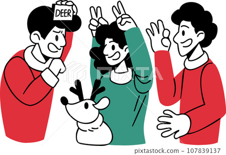 Group of People are Playing Christmas Word Charades Vector Illustration In a minimalist cartoon style Group of People are Playing Christmas Word Charades Vector Illustration In a minimalist cartoon style 107839137