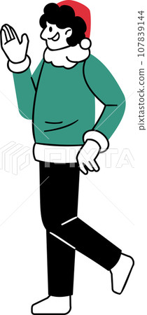 Joyful Person Dancing on Christmas Day with Smiling Face Vector Illustration In a minimalist cartoon style Joyful Person Dancing on Christmas Day with Smiling Face Vector Illustration In a minimalist cartoon style 107839144
