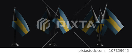 Small national flags of the Bahamas on a black background Small national flags of the Bahamas on a black background 107839643