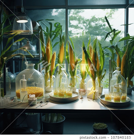 Genetic modification corn in the laboratory, vegetable modification concept 107840183