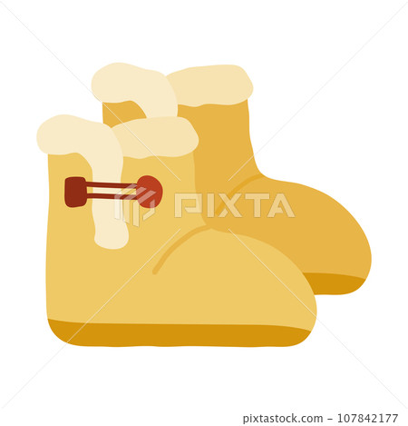 Warm winter suede boots with fur, vector 107842177