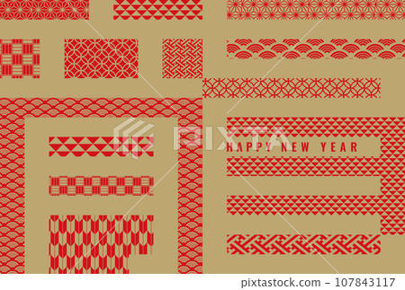 New Year's card Japanese pattern 2024 107843117