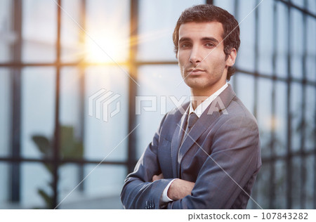 Portrait of a successful handsome man, businessman, judge, lawyer. 107843282