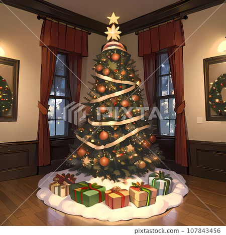 decorated christmas tree 107843456