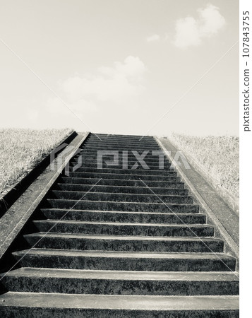 Stair following the blue sky 107843755