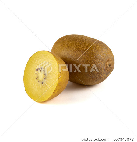Golden kiwi isolated on white background Golden kiwi isolated on white background 107843878