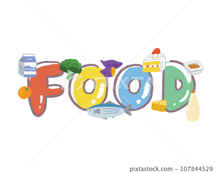 Food and FOOD hand-drawn style character illustration Food and FOOD hand-drawn style character illustration 107844529