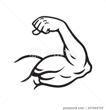 Bodybuilder muscle flex arm vector Bodybuilder muscle flex arm vector 107844797