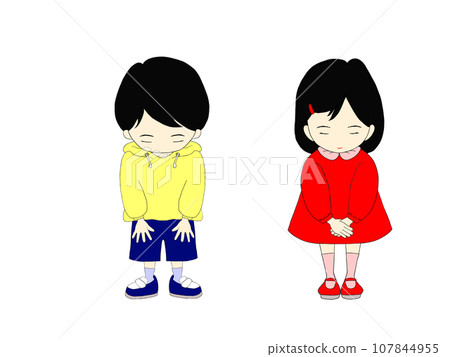男孩和女孩/兒童之間的問候 男孩和女孩/兒童之間的問候 107844955