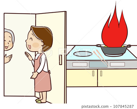 Tempura fire: Housewife forgets to turn on the pot 107845287