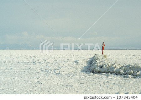 A cape filled with drift ice A cape filled with drift ice 107845404