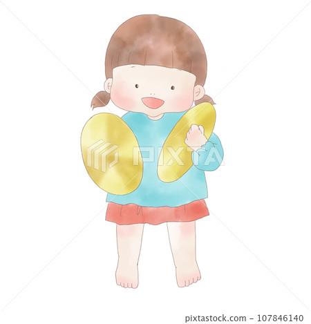 一個女孩打鈸的插圖 107846140