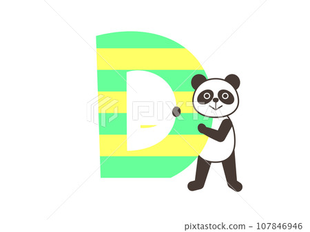 可愛的動物和字母 D 和熊貓 可愛的動物和字母 D 和熊貓 107846946