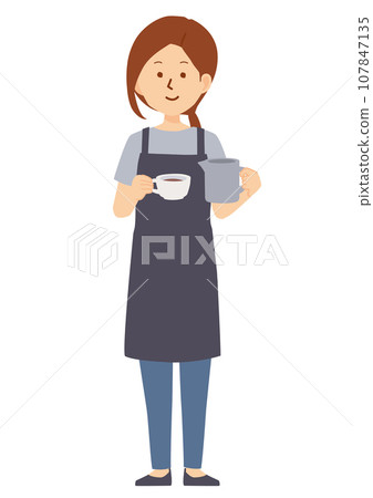 Illustration of a cafe clerk 107847135
