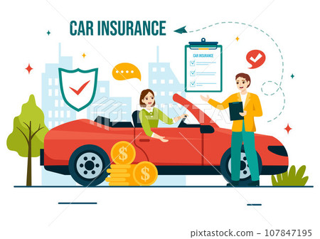 Car Insurance Vector Illustration for Protection For Vehicle Damage And Emergency Risks with Form Document and Cars in Flat Cartoon Background Car Insurance Vector Illustration for Protection For Vehicle Damage And Emergency Risks with Form Document and Cars in Flat Cartoon Background 107847195