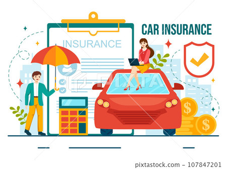 Car Insurance Vector Illustration for Protection For Vehicle Damage And Emergency Risks with Form Document and Cars in Flat Cartoon Background Car Insurance Vector Illustration for Protection For Vehicle Damage And Emergency Risks with Form Document and Cars in Flat Cartoon Background 107847201