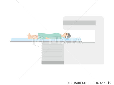 Elderly man being examined with open MRI Elderly man being examined with open MRI 107848010