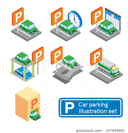 Parking lot illustration set 107849081