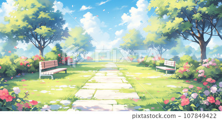A park that can be used as a background for TRPGs and games 107849422