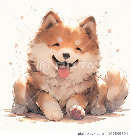 [AI 生成圖像] 柴犬小狗坐著微笑 107849804