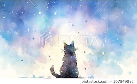 仰望星空的貓 AI 生成影像 107849855