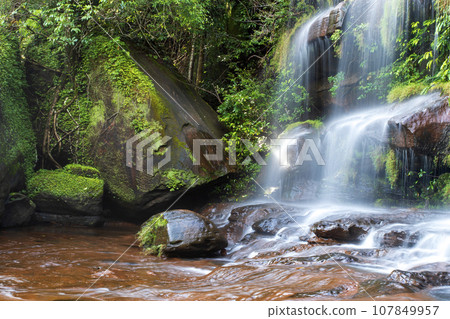 soft water of the stream in the WIMAN THIP Waterfall natural park, Beautiful waterfall in rain forest soft water of the stream in the WIMAN THIP Waterfall natural park, Beautiful waterfall in rain forest 107849957