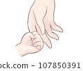 child's hand holding adult's finger 107850391