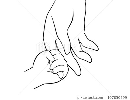 Child's hand holding adult's finger, monochrome Child's hand holding adult's finger, monochrome 107850399