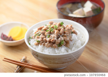 Natto Speaking of Japanese food, natto rice (Japanese breakfast image) is a traditional Japanese dish made with nutritious soybeans. Natto Speaking of Japanese food, natto rice (Japanese breakfast image) is a traditional Japanese dish made with nutritious soybeans. 107850468
