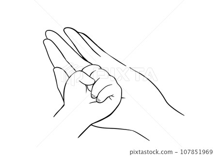 成人和兒童的單色重疊手 107851969
