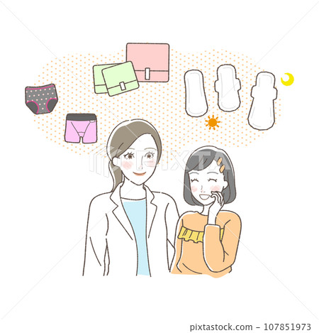 女孩和老師了解月經的插圖 107851973