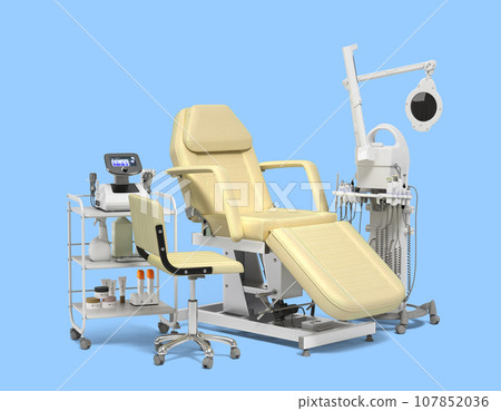 Equipment for dermatology and cosmetology clinic 3d illustration on blue background 107852036