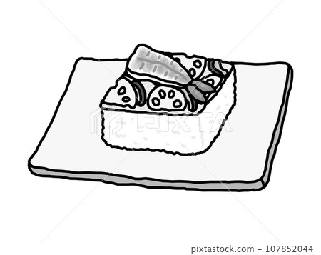 Iwakuni sushi, local cuisine, Yamaguchi prefecture, monochrome Iwakuni sushi, local cuisine, Yamaguchi prefecture, monochrome 107852044