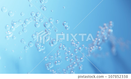 Lots of transparent bubbles on a light blue background. (horizontal) Lots of transparent bubbles on a light blue background. (horizontal) 107852338