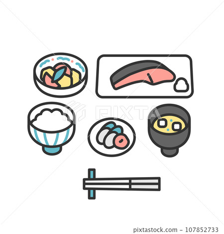 Healthy and balanced Japanese food image illustration material Healthy and balanced Japanese food image illustration material 107852733